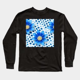 Just a Blue Flower Pattern 4 - Elegant and Sophisticated Design for Home Decor Long Sleeve T-Shirt